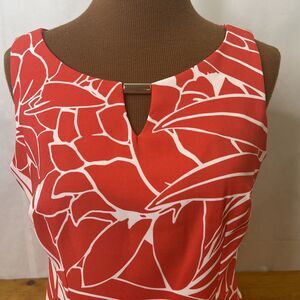 Ronni Nicole‎ Womens Sz 10 Floral Dress Sleeveless Red/White 36" Length Stretch